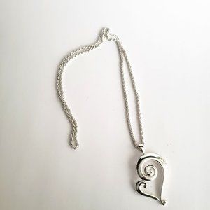Giant Heart Silver Tone Necklace